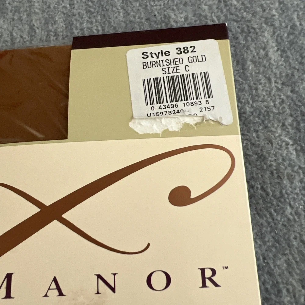 Field Manor Control Top Pantyhose Lycra Opaque Burnished Gold Size C Vintage New